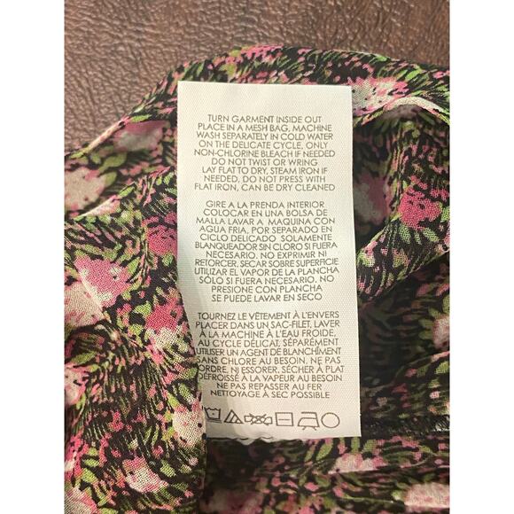 CAbi Blouse High Button Ruffle Neck Floral Pleated Balloon Sleeve Small Modest - Picture 9 of 9